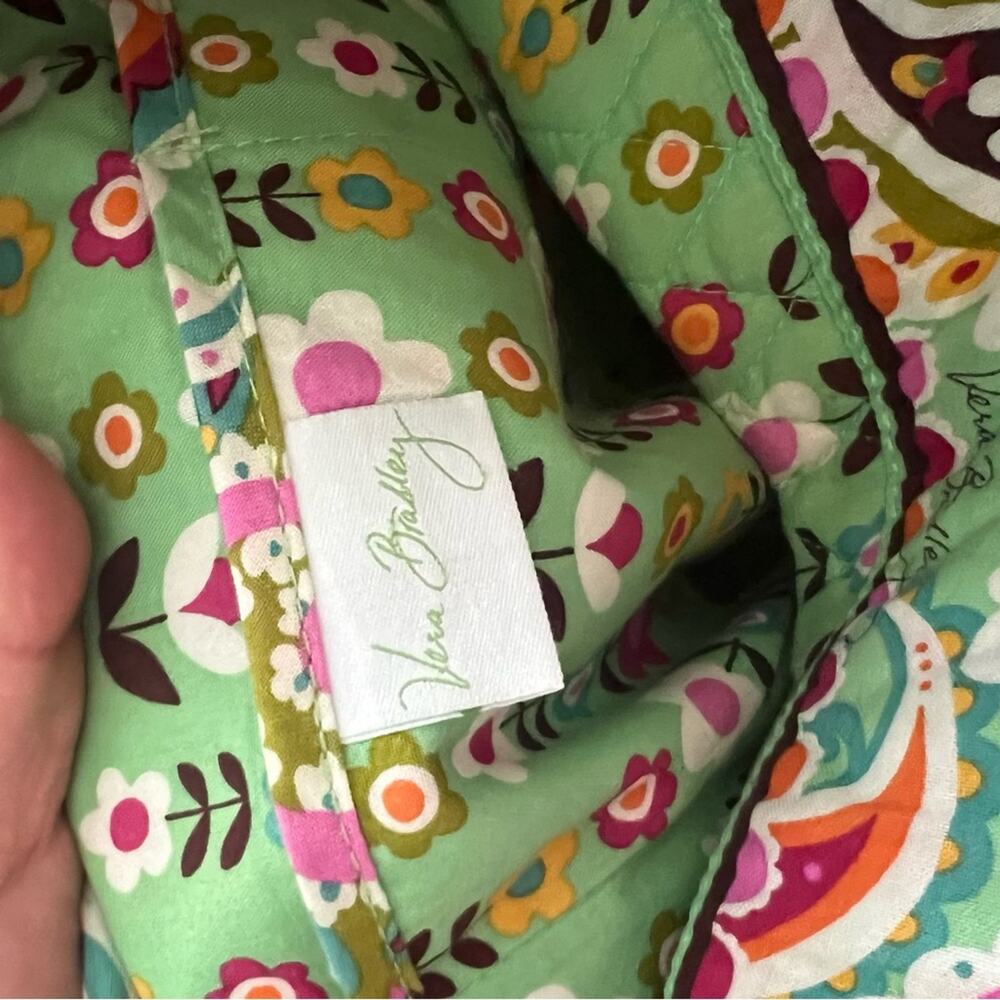 Vera Bradley Tutti Frutti Tote Green Pink Paisley Floral Print - Picture 4 of 7